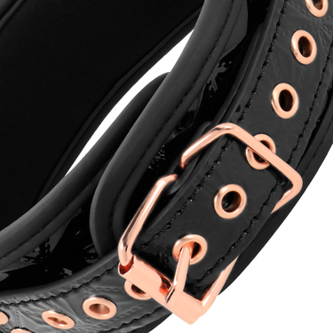 Collare BDSM con Guinzaglio in Pelle Vegana Oro Lucido